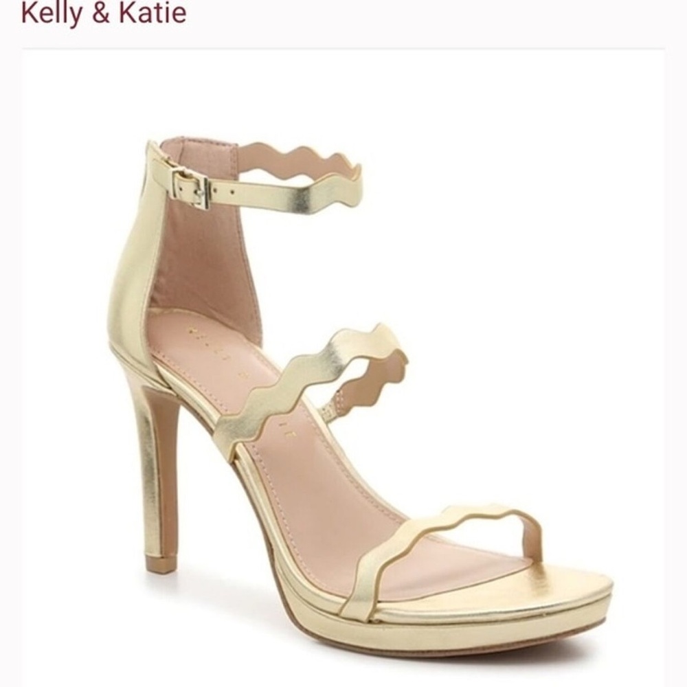 Kelly & Katie Gold Litton Strappy Heels